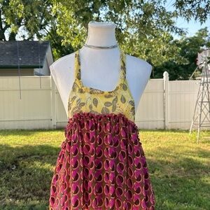 Zara Pink and Orange Patterned blouse open back